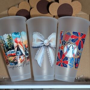 Set of Three Frosted Graphic Tumblers
